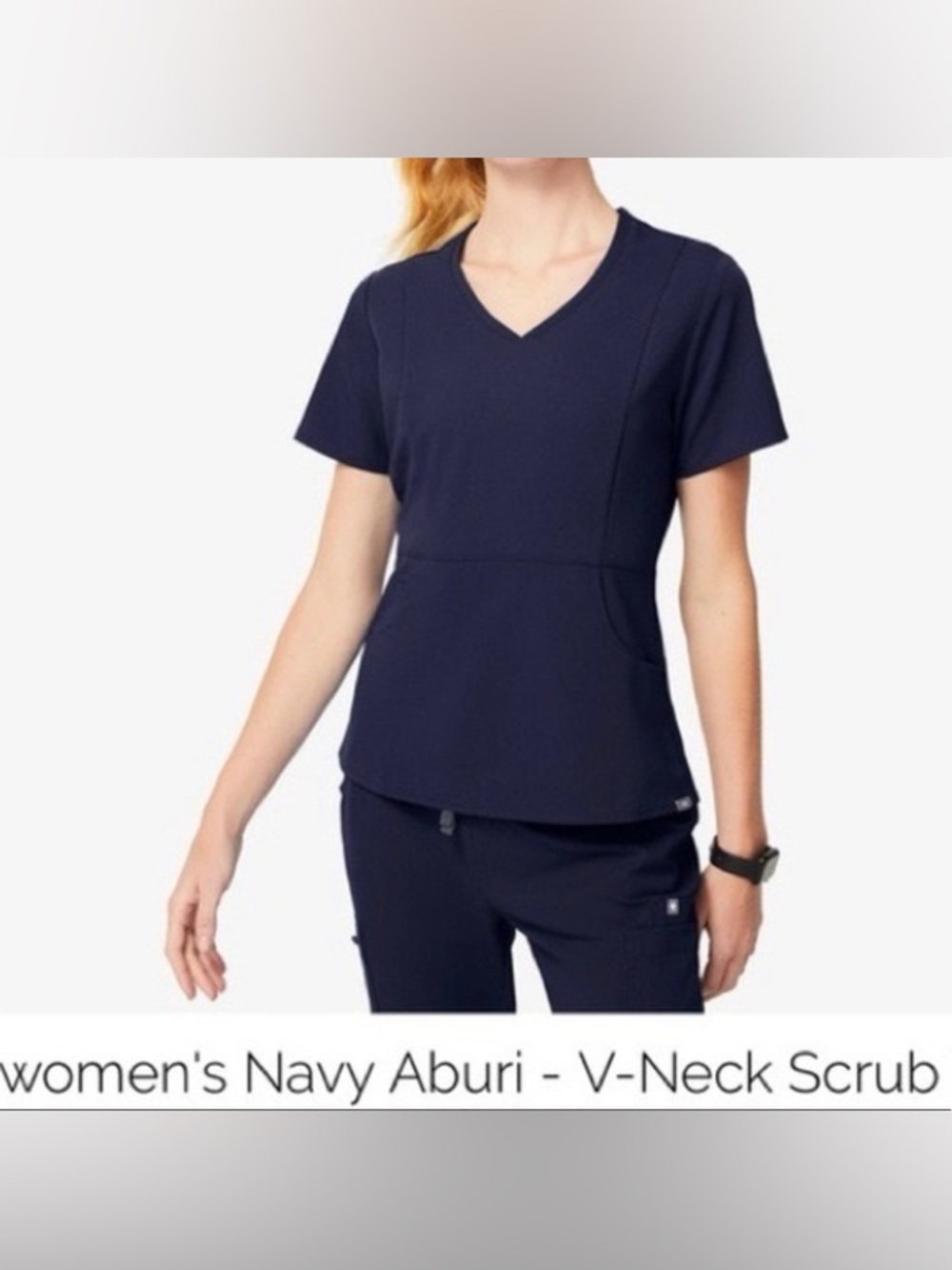 Figs Women Navy Blue Scrub Top